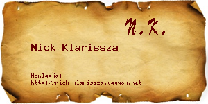 Nick Klarissza névjegykártya